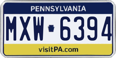 PA license plate MXW6394