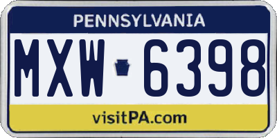PA license plate MXW6398