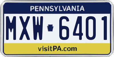 PA license plate MXW6401