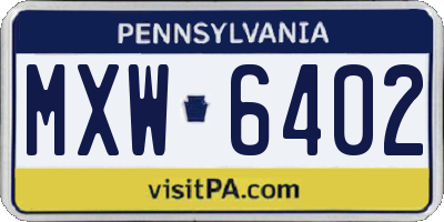 PA license plate MXW6402