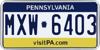 PA license plate MXW6403