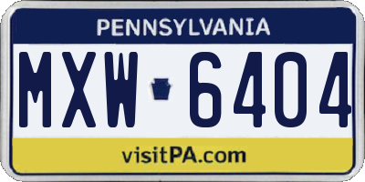 PA license plate MXW6404