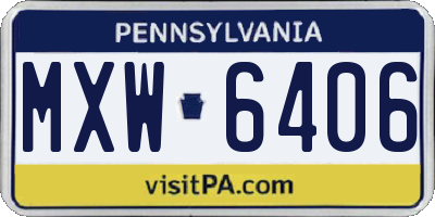 PA license plate MXW6406