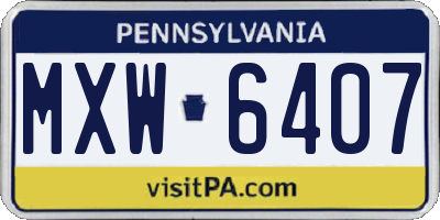 PA license plate MXW6407