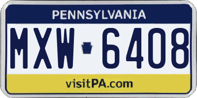 PA license plate MXW6408