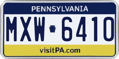 PA license plate MXW6410