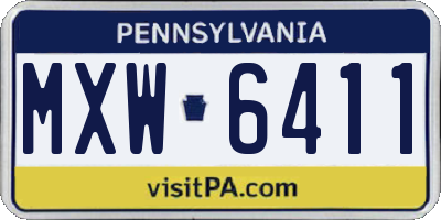 PA license plate MXW6411