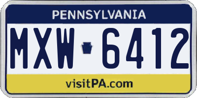 PA license plate MXW6412