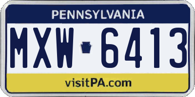 PA license plate MXW6413