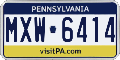 PA license plate MXW6414