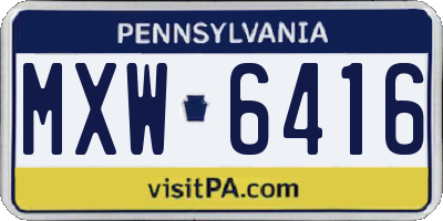 PA license plate MXW6416