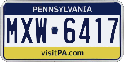 PA license plate MXW6417