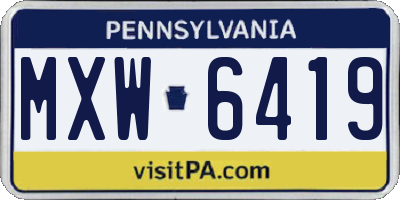 PA license plate MXW6419