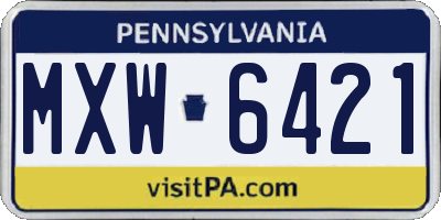 PA license plate MXW6421