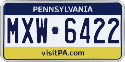 PA license plate MXW6422