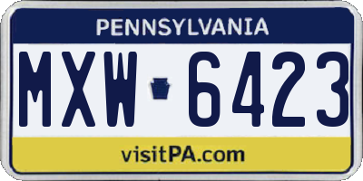 PA license plate MXW6423