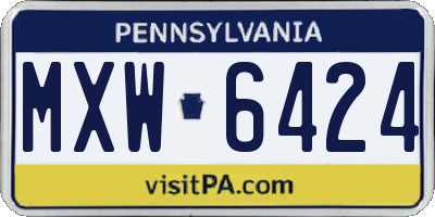 PA license plate MXW6424