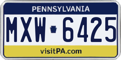 PA license plate MXW6425
