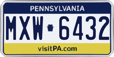 PA license plate MXW6432