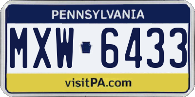 PA license plate MXW6433