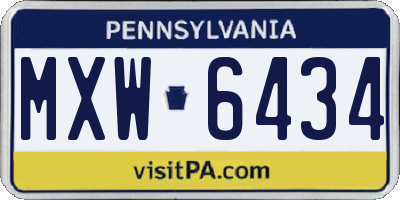 PA license plate MXW6434