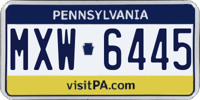 PA license plate MXW6445