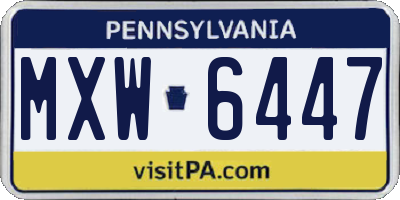 PA license plate MXW6447