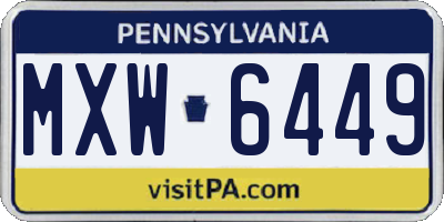 PA license plate MXW6449