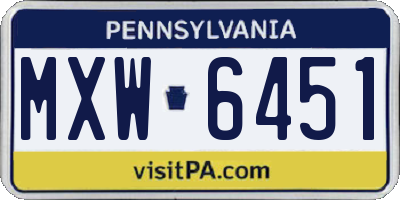 PA license plate MXW6451