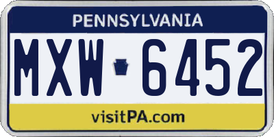 PA license plate MXW6452