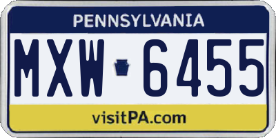 PA license plate MXW6455