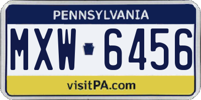 PA license plate MXW6456