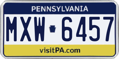 PA license plate MXW6457