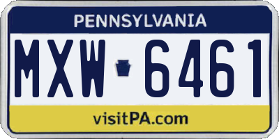 PA license plate MXW6461