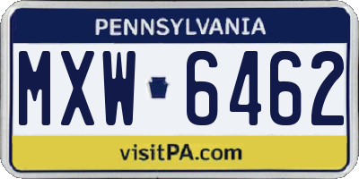 PA license plate MXW6462