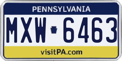 PA license plate MXW6463