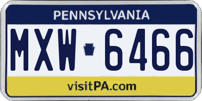 PA license plate MXW6466