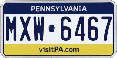 PA license plate MXW6467