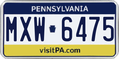 PA license plate MXW6475