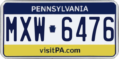 PA license plate MXW6476