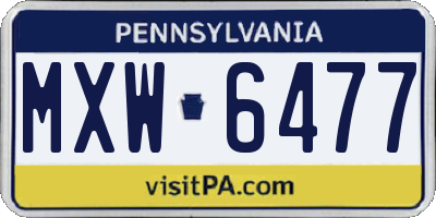 PA license plate MXW6477