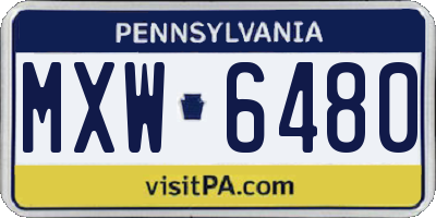 PA license plate MXW6480