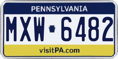 PA license plate MXW6482