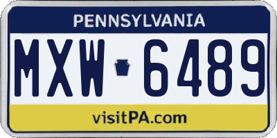 PA license plate MXW6489