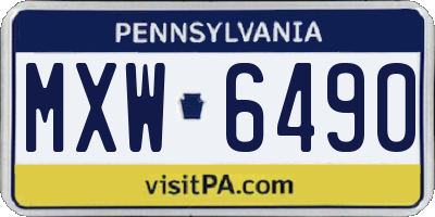 PA license plate MXW6490