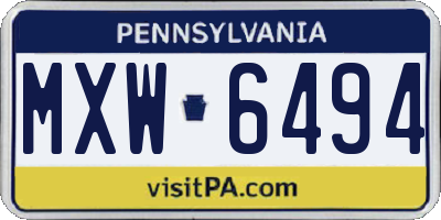 PA license plate MXW6494
