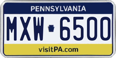 PA license plate MXW6500