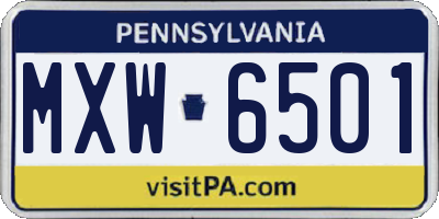 PA license plate MXW6501