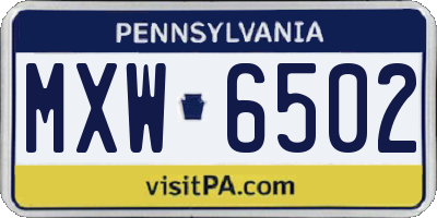 PA license plate MXW6502