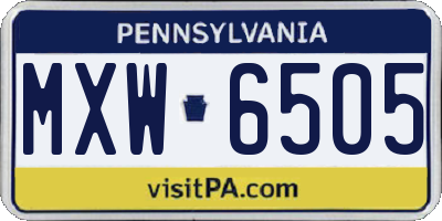 PA license plate MXW6505